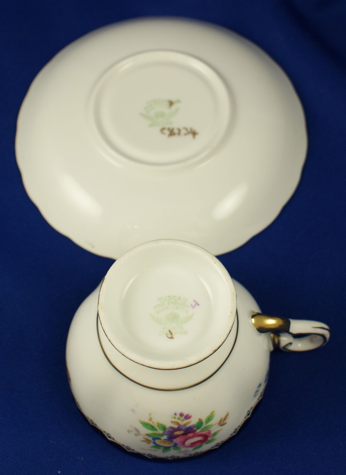 Tuscan Bone China Cup and Saucer Cobalt Blue & Gold Trim