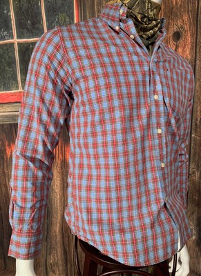TOMMY HILFIGER Men's S Button Down Plaid Oxford Shirt