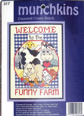 Welcome to the Funny Farm by Munchkins, Counted Cross Stitch Kit #317, 5'' x 7''