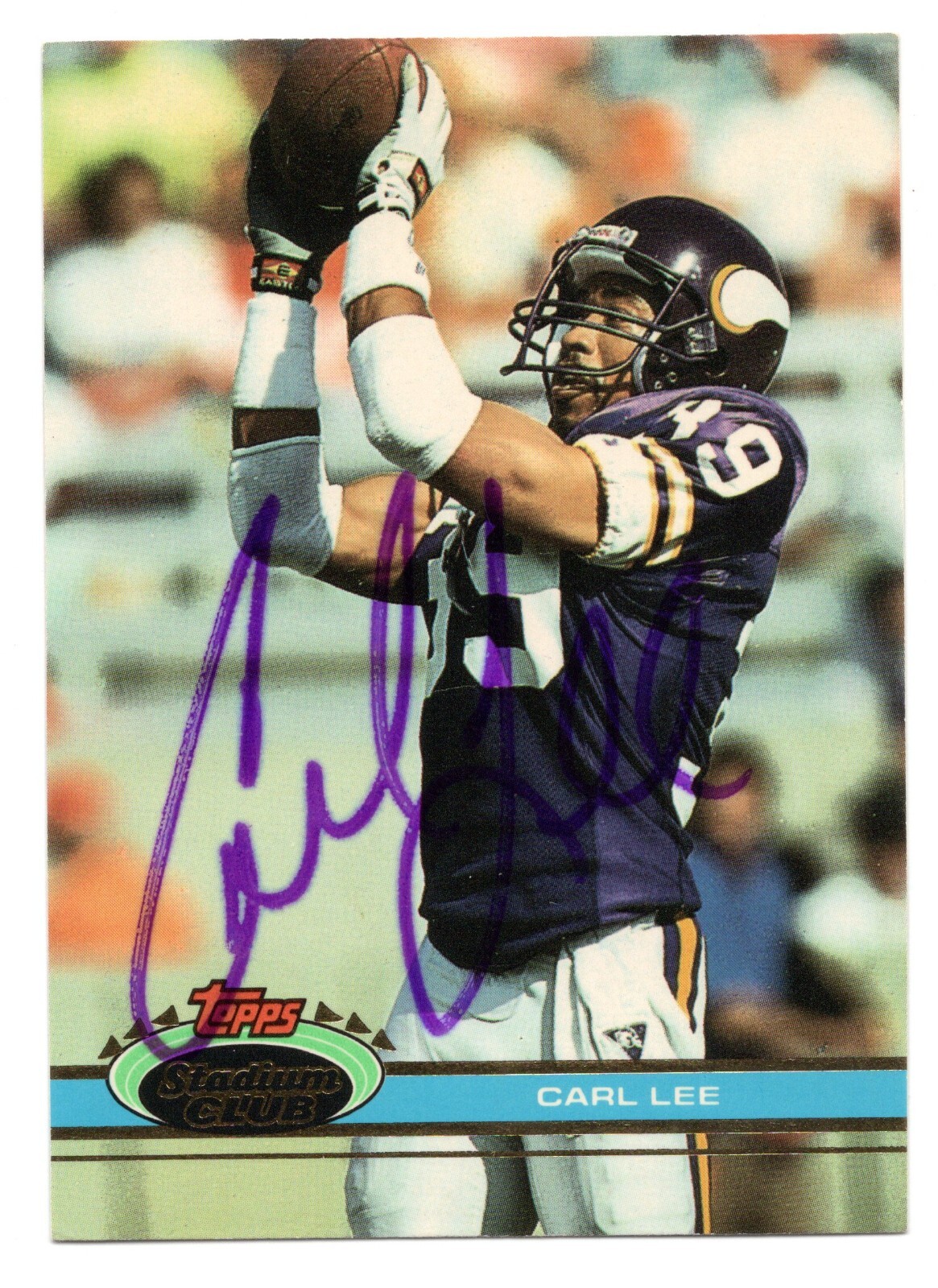 Carl Lee Autograph On A 1991 Stadium Club - Minnesota Vikings