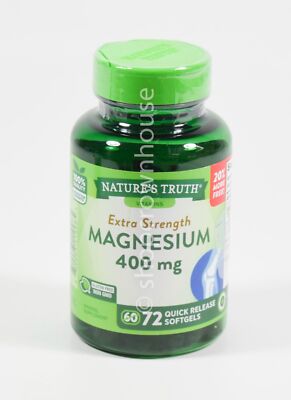 Natures Truth 400mg MAGNESIUM Extra Strength 72quick release Softgels 03/2027