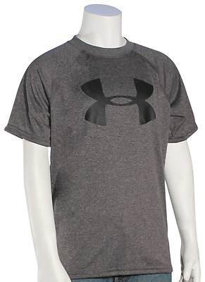 

Футболка Under Armour Boys Tech с большим логотипом — карбоновый вереск / черный — новинка, Grays