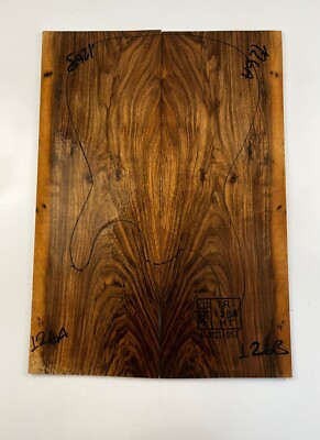 Turkish Walnut Drop Top Luthier Guitar Figured Wood Bookmatched Set No:126