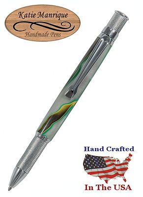 Knurled Pen with Electric Storm Acrylic and Chrome Hardware / #450