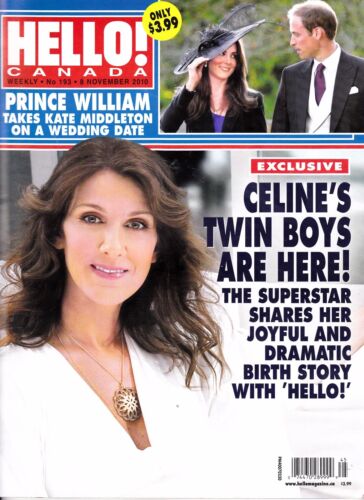 CELINE DION "RARE" HELLO CANADA MAGAZINE 5 PAGES WITH RENE 2010