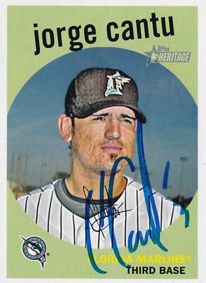 Jorge Cantu Signed 2008 Topps Heritage Marlins Baseball Card #683 Autograph Rays