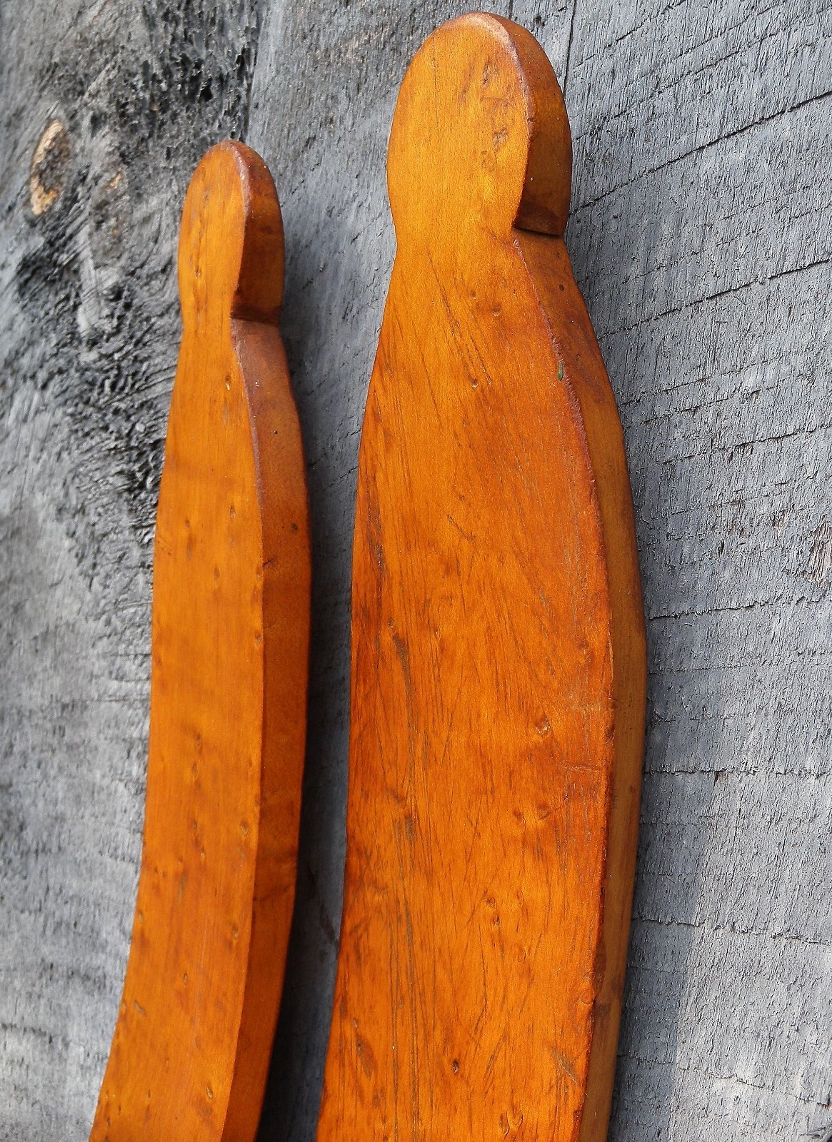 Vintage Bird's Eye Maple Skis with poles