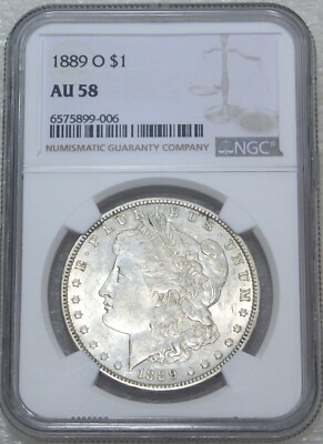 1889-O Morgan Silver Dollar NGC AU58 White Frosty Beautiful PQ coin #J657A