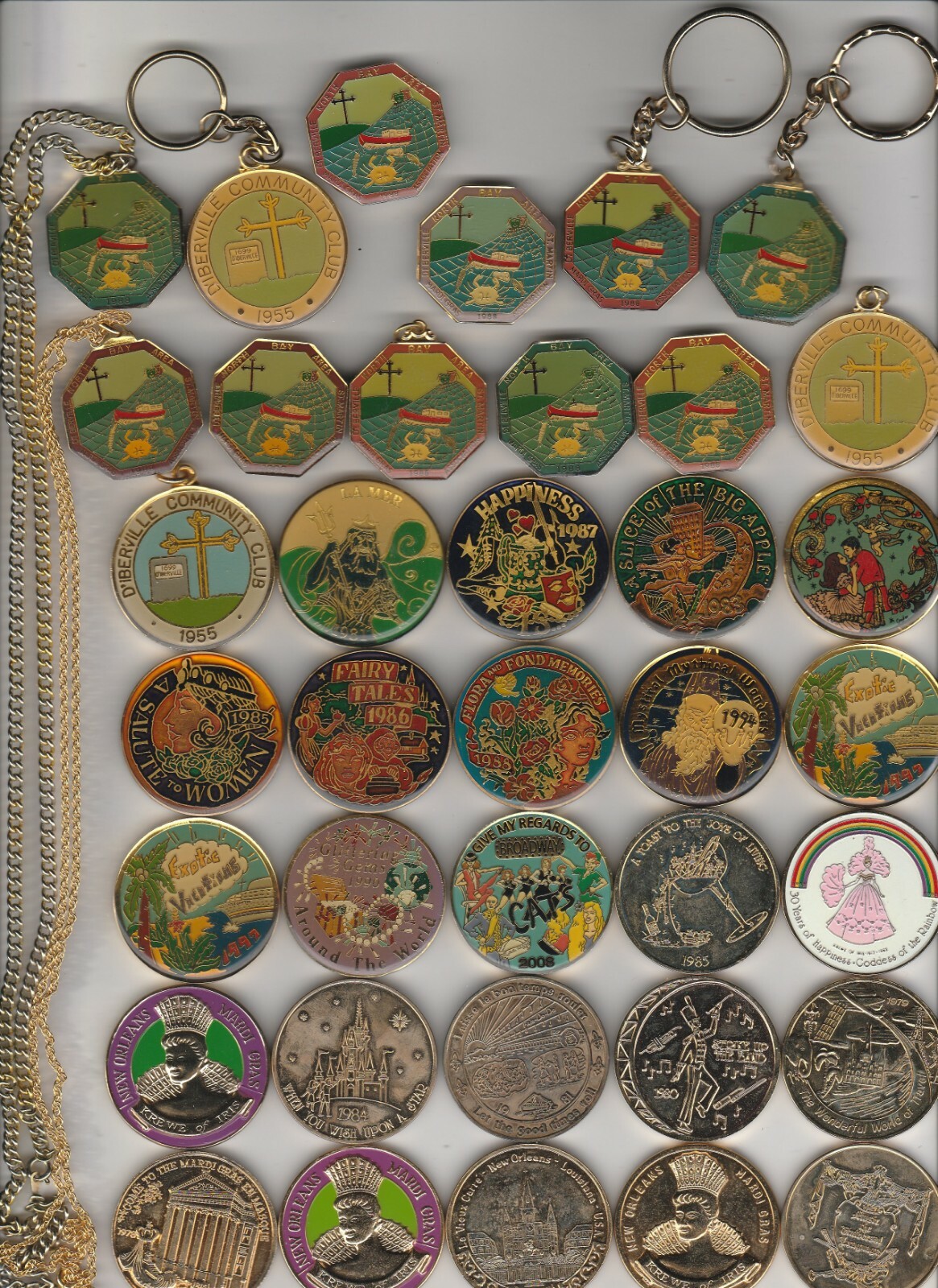 37-KREWE MARDI GRAS BRONZE MULTI TRI COLOR DOUBLOONs HYACINTHIANS, IRIS AND MORE