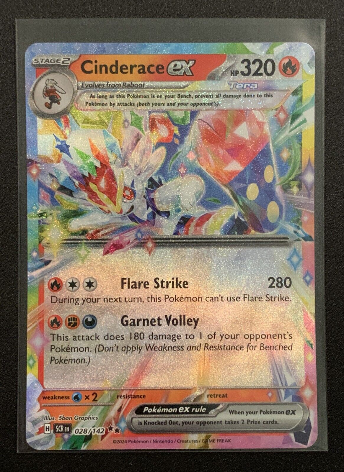 Cinderace Ex - 028/142 - Double Rare - SV07: Stellar Crown