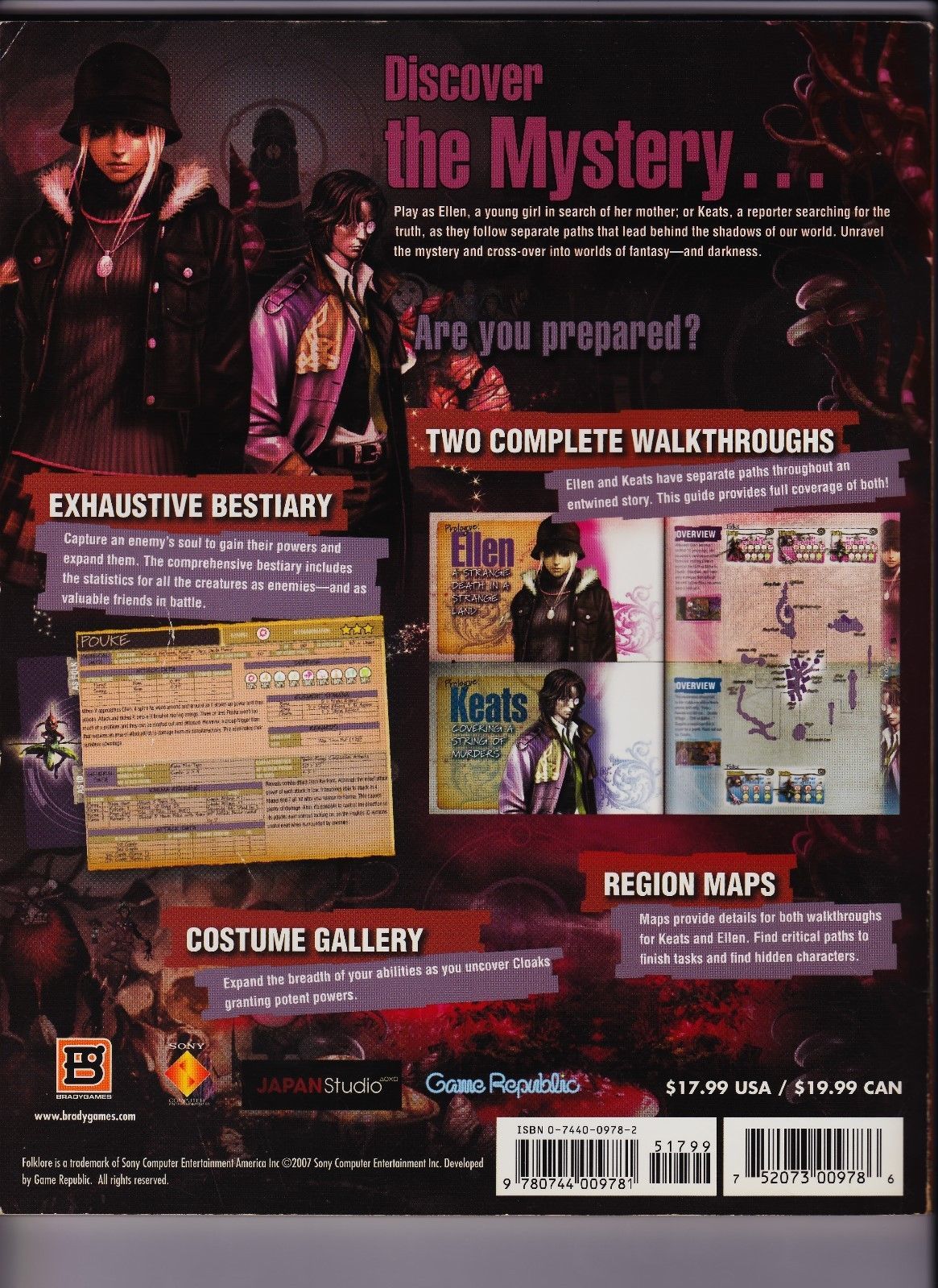 FOLKLORE VIDEO GAME BOOK BRADYGAMES OFFICIAL STRATEGY GUIDE PS3