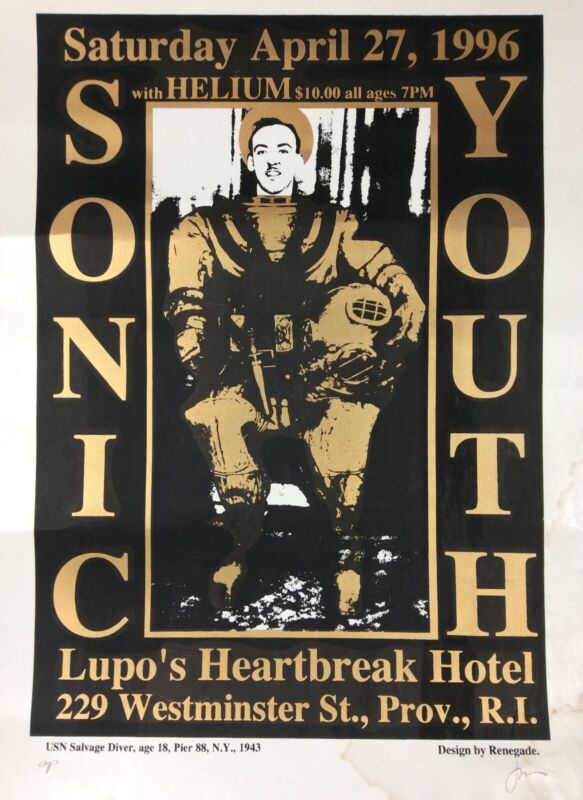 RARE 1996 Sonic Youth AP Concert Poster Limited Edition Signed nirvana flyer