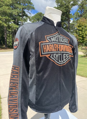 Harley Davidson Men Mesh Riding Jacket Gray Polyester Racing Harley Davidson Men Mesh Riding Jacket Gray Polyester Racing