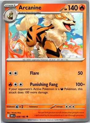 Arcanine - SV10: Destined Rivals 028/182 - Uncommon - Regular