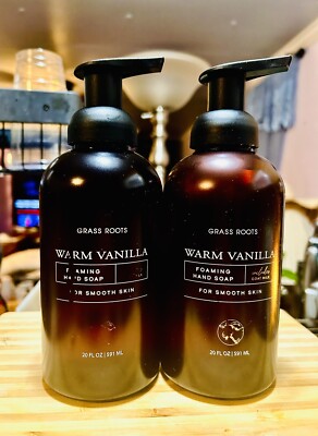 2 Grass Roots Warm Vanilla Foaming Hand soap For Smooth Skin 20floz each