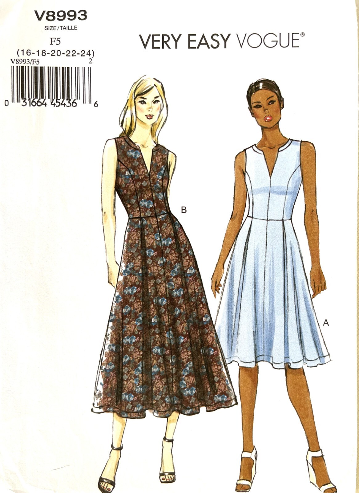 VOGUE Misses' Dress Pattern V8993 Size 16-24 UNCUT | eBay