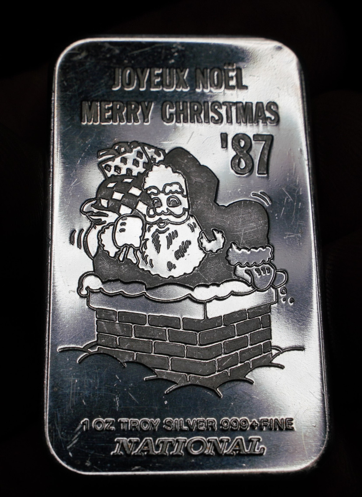 Vintage NATIONAL Joyeux Noel Merry Christmas 1987 1oz 999 FINE