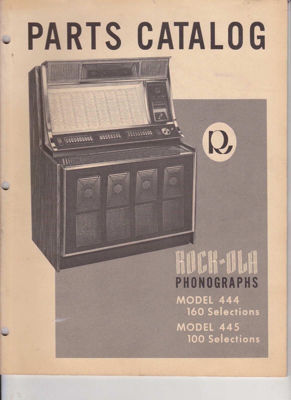 Original Rock-Ola Jukebox Service Manual & Parts Catalog  For Models 444 & 445