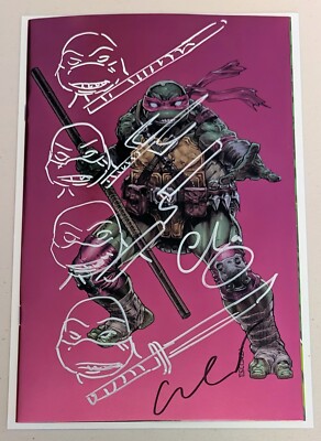 TMNT #1 SDCC SMZ 2024 Donatello Purple Virgin Foil Signed 2X / 4X Remarque/ COA