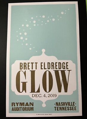 2019-12-04 Brett Eldredge ''GLOW'' Hatch Show Print Tour Poster Christmas @ Ryman