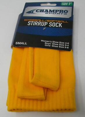 Champro Sports 7'' Stirrup Sock Baseball Gold Small Boys 9-4 Girls 6-8 Womens 4-6
