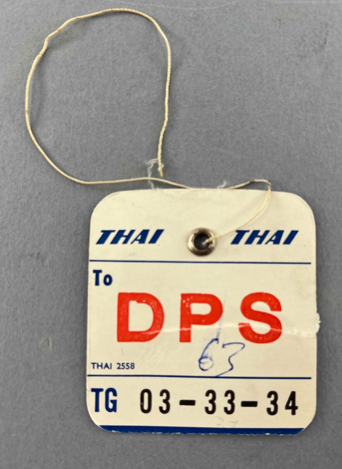 THAI AIRWAYS DPS DENPASAR VINTAGE AIRLINE BAG TAG LUGGAGE BAGGAGE LABEL BALI