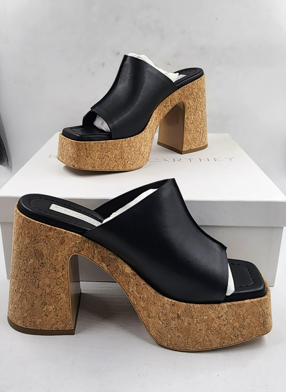 Stella McCartney Skyla Alter Eco Platform Sandals Womens 38.5/8.5US Black SlipOn - Picture 2 of 16