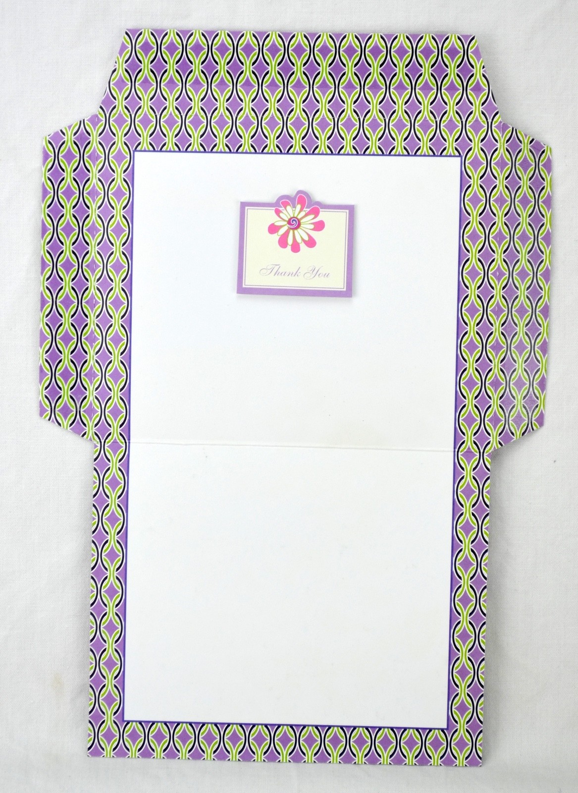 VERA BRADLEY Purple Punch Create a Card Stationery 8 Self Mailers & Greeting NIP
