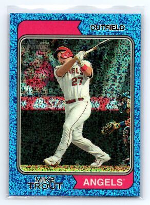 2023 Topps Heritage #5b Mike Trout Blue Sparkle