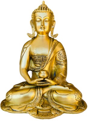 QT S Buddha Brass Statue Meditation Antique Dhyana Mudra Buddha Idol for Peace