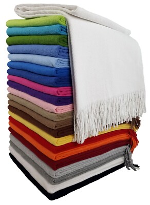 Baumwolldecke Wohndecke Kuscheldecke Plaid 140 x 170 cm 100% Baumwolle Rio weiß