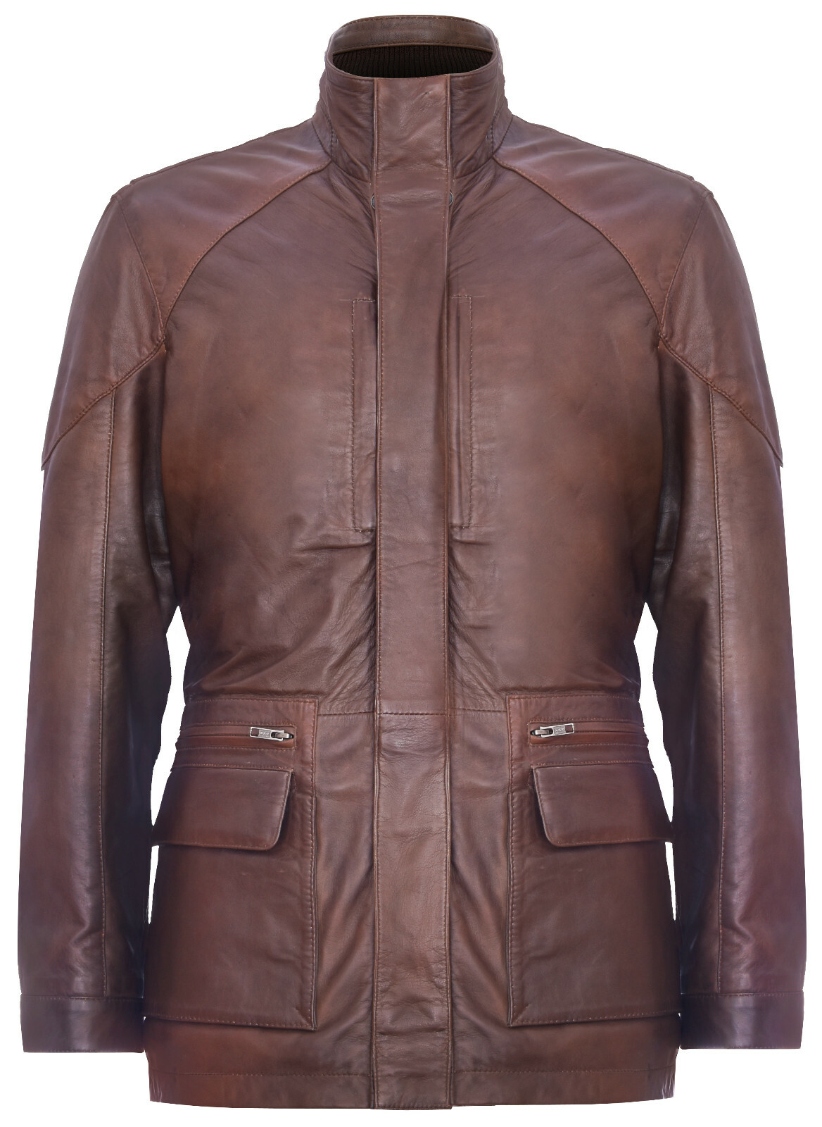 INFINITY HERREN KASTANIENBRAUN SAFARI JACKE, KLASSISCH MULTI-TASCHEN GÜRTEL REEFER MANTEL