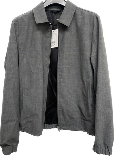 Pre-owned Theory Brody Stretch Wool Bomber Jacket, Charcoal, Size Xs, $525.00 In Gray