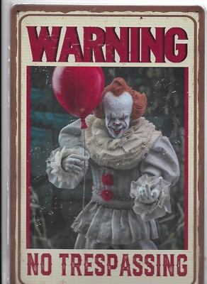 WARNING NO TRESPASSING - Pennywise -  8x12 metal sign - FREE SHIPPING