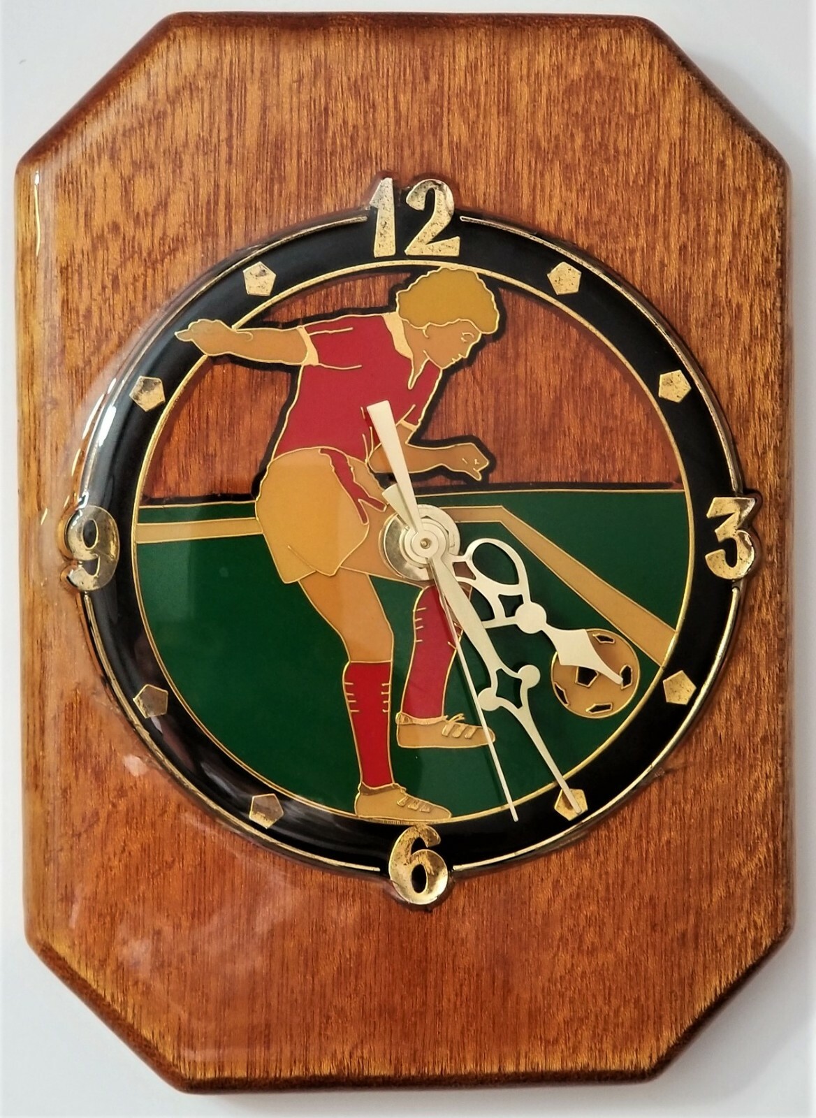 Vintage Tochigi Tokei Co. LTD. Japan Wooden Enamel Soccer Vintage Tochigi Tokei Co. LTD. Japan Wooden Enamel Soccer