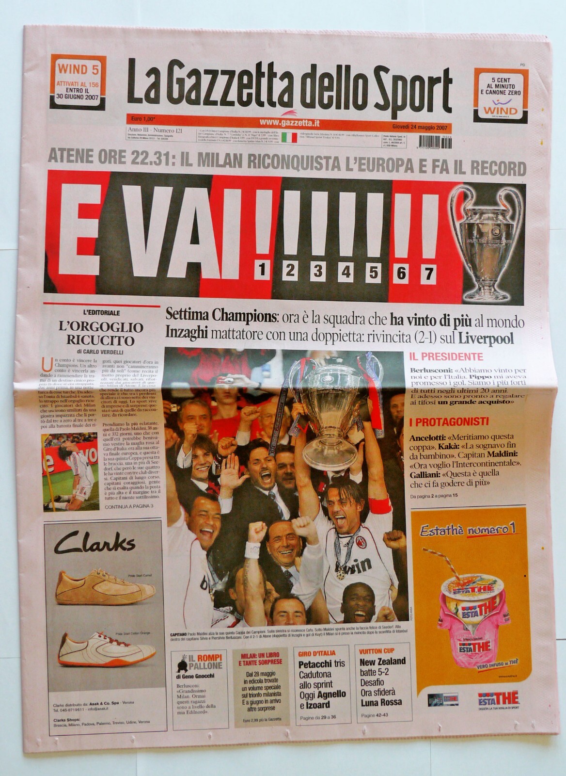 GAZZETTA DELLO SPORT GIOVEDI 24 LUGLIO 2007 MILAN VINCE 7