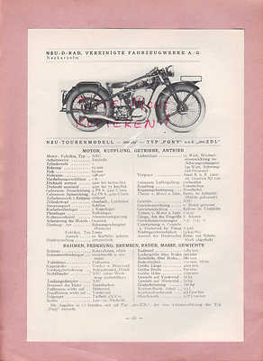 NECKARSULM, Typentafel 1934, NSU-D-Rad Typ Pony und 201/ZDL, 201 OS, 251 OS