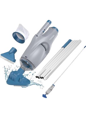 KOKIDO 2024 Rechargeable Handheld Pool Vacuum Set with Adjustable Grey & Blue 