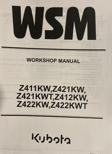 Kubota WSM ワークショップマニュアル WSM Kubota Workshop Manual | eBay