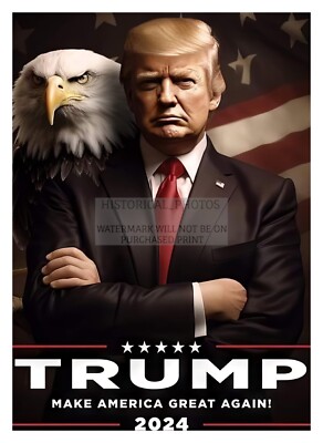 PRESIDENT DONALD TRUMP EAGLE OVER SHOULD MAKE AMERICA GREAT AGAIN 5X7 AI PHOTO