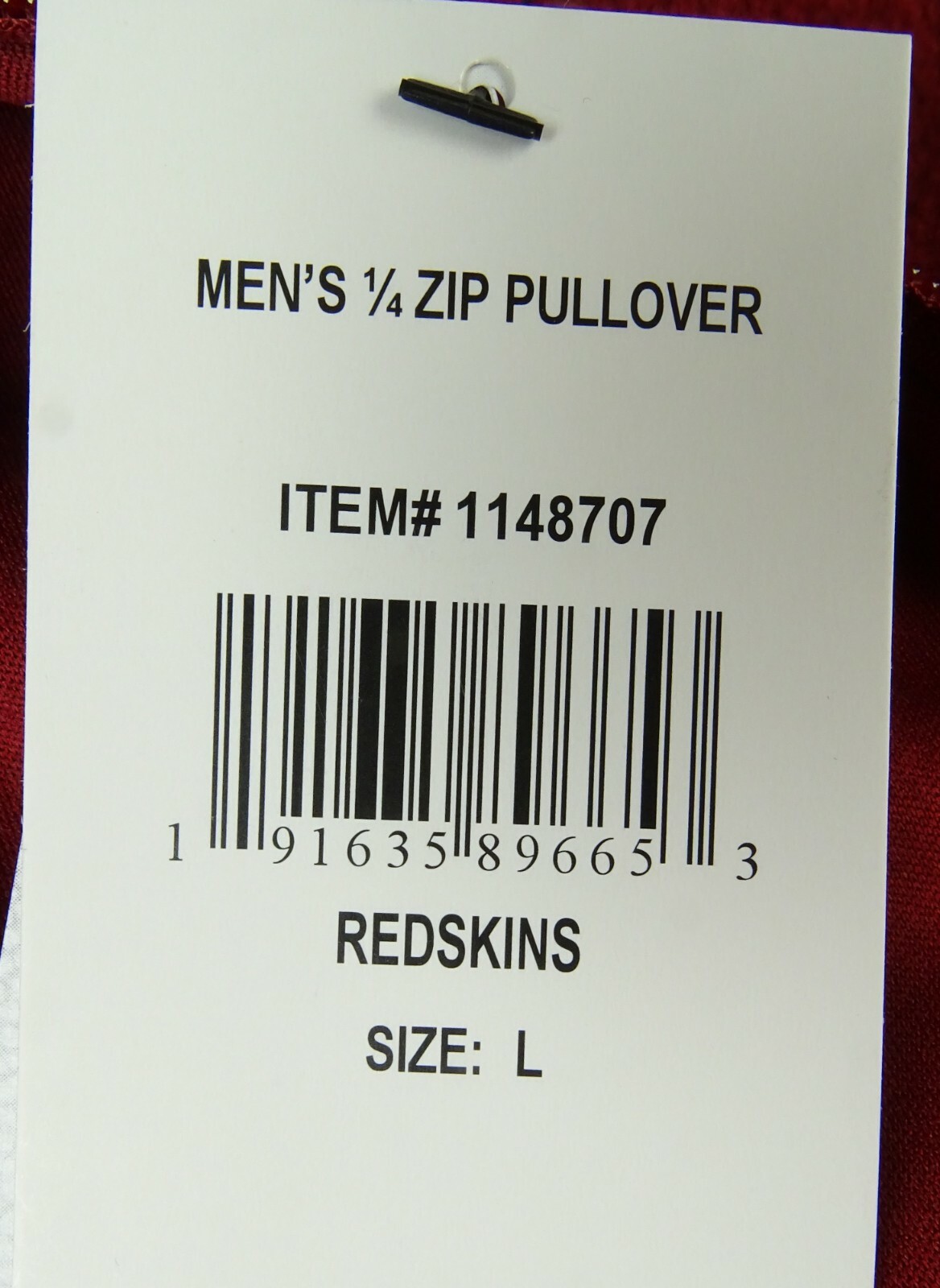 Washington Redskins NFL Men's Quarter Zip Pull Over 