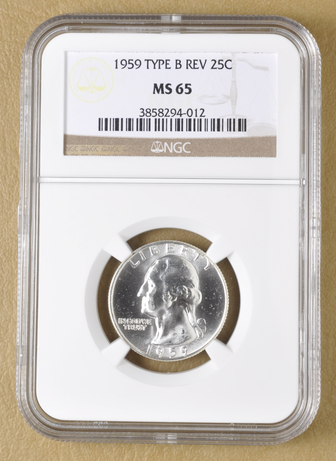 1959 P Washington Quarter 'Type B Reverse' NGC MS65