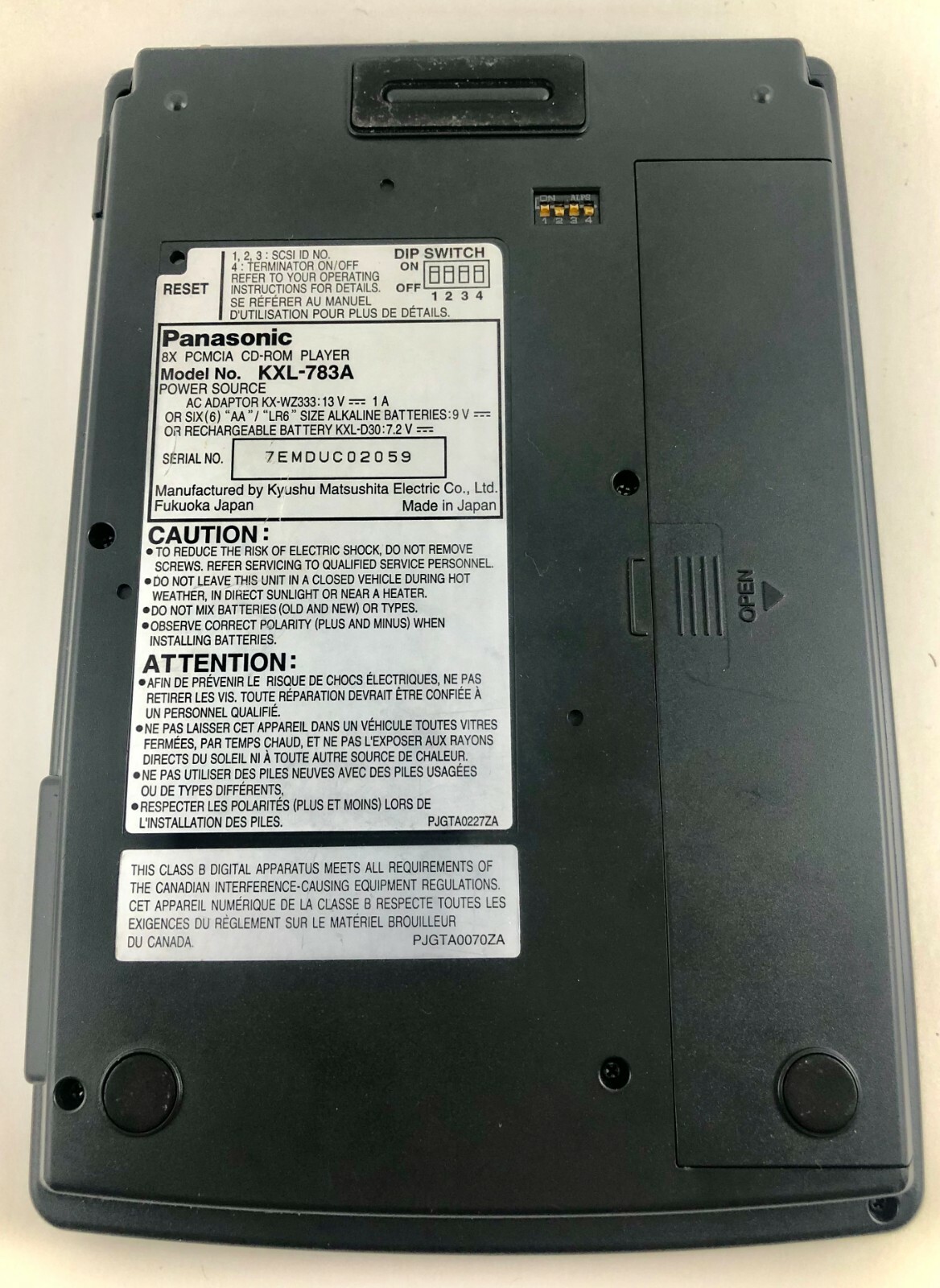 Vintage Panasonic KXL-783A 8x PCMCIA Portable CD-Rom