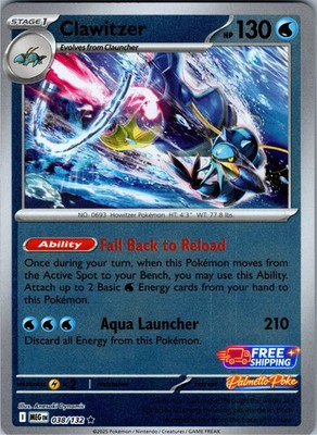 Clawitzer 038/132 Reverse Holo Mega Evolution Pokemon NM/LP