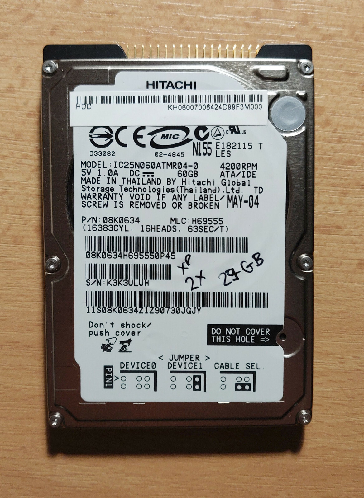 Interne HDD 60GB 2,5" 2.5 Zoll für Notebook Laptop PATA IDE Festplatte 4200 RPM