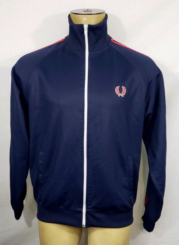 Mens Fred Perry blue & red twin tape zip-up track jacket Mens Fred Perry blue & red twin tape zip-up track jacket
