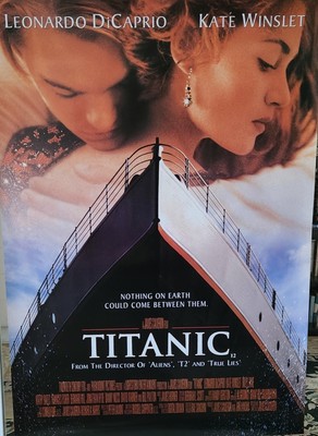 ^ TITANIC  1997 Leonardo di Caprio James Cameron Kate Winslet REPRO MOVIE POSTER