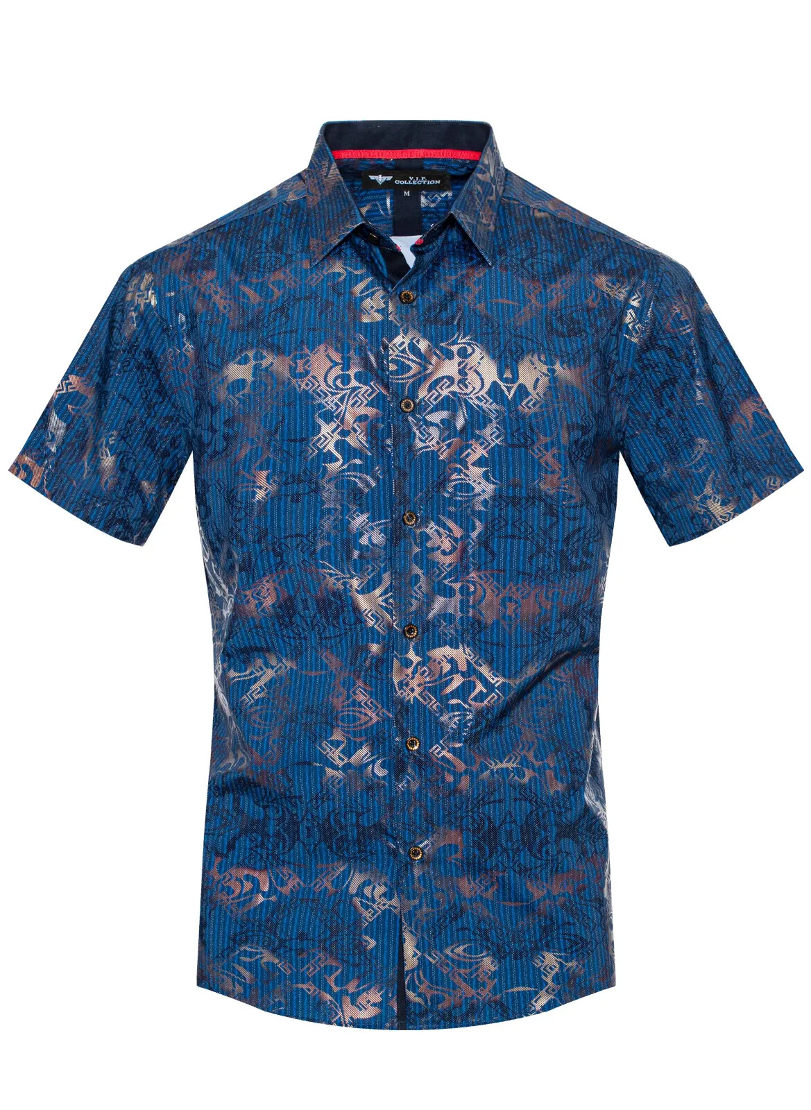 Men's Italian fashion Button Down Short Sleeves Shirt Navy