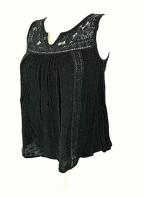 Acemi Women's Medium Sleeveless black LACE floral tank top (S)pm1
