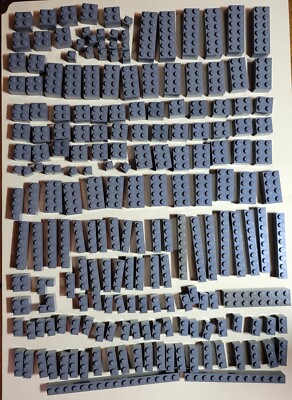 Lego Dark Grey Brick Job Lot 195 Gray Pieces Space, Castles, Star Wars 1x12 2x6